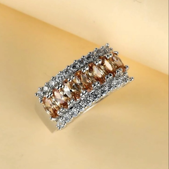 Sterling Silver Cubic Zirconia Peach Ring - Picture 5 of 10